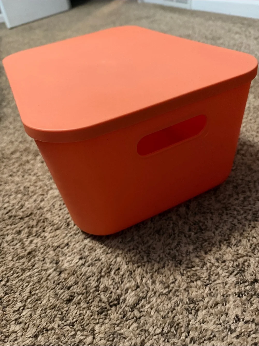 Orange Stackable Organizer Bin w/Fitted Lid 14